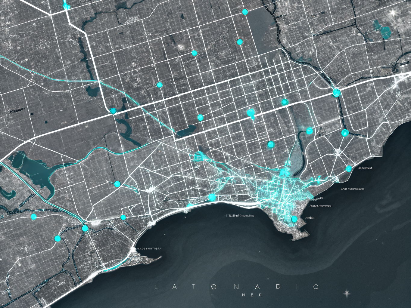Grayscale map of Ontario service regions